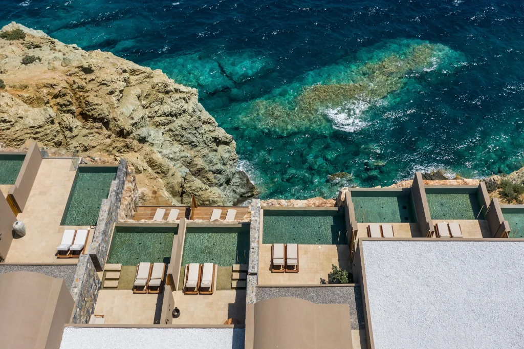 Private infinity pool at the cliff edge at Acro Suites adults-only hotel, Crete
