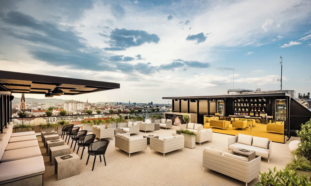 MOOONS Vienna rooftop bar with views over Vienna