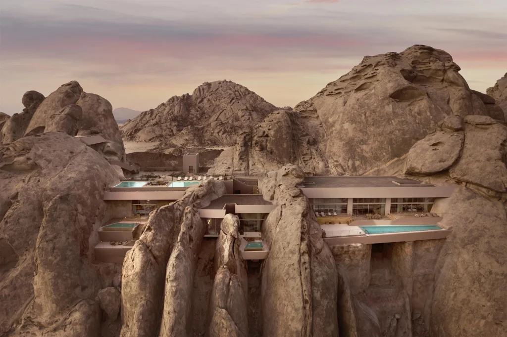 Desert Rock Resort Wadi Rum — open-air terrace overlooking the desert valley