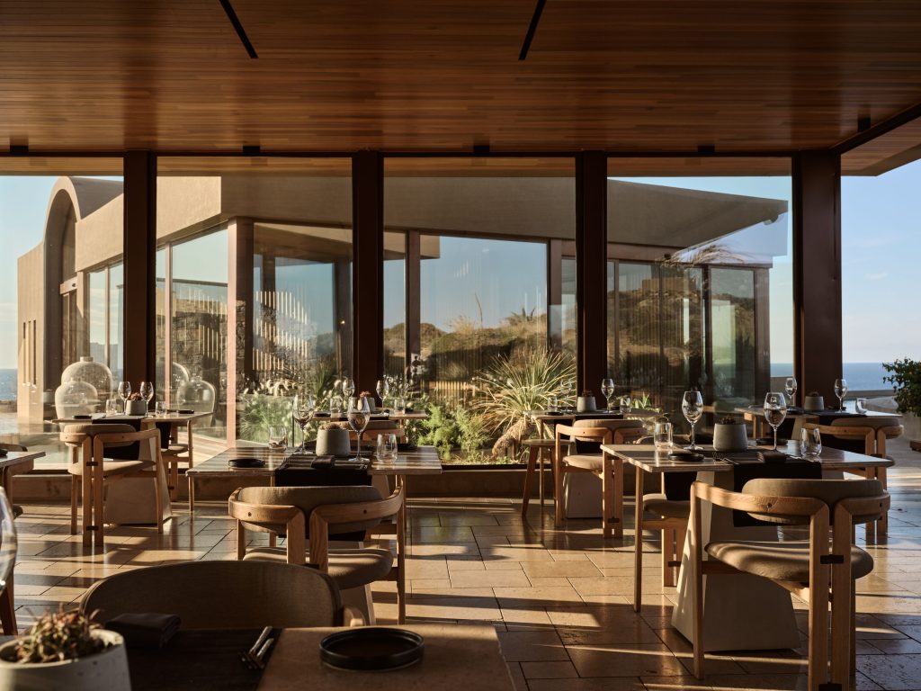 Cremnos restaurant at Acro Suites with panoramic Aegean sea views, Crete