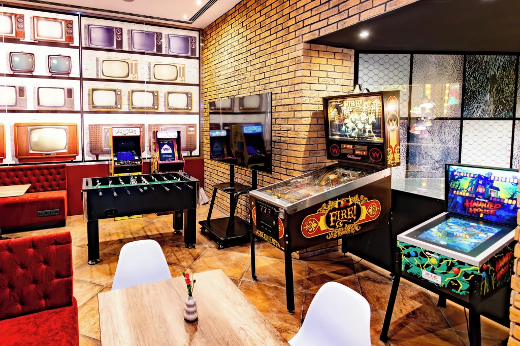 Retro-inspired lobby interior at Mamaison VIBE Hotel Downtown Budapest