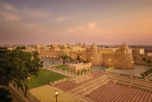 Rajasthani jharokha balconies and domed chhatris at Storii Jaisalmer