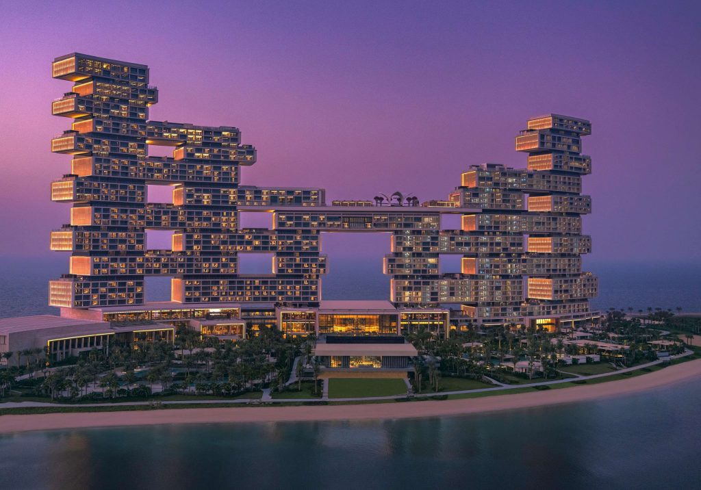 Atlantis The Royal Dubai with its stacked architecture on Palm Jumeirah
