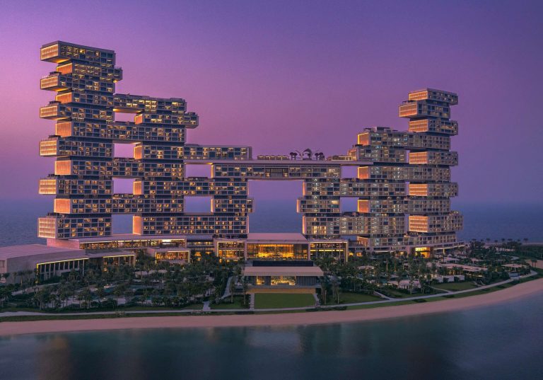 Atlantis The Royal Dubai with its stacked architecture on Palm Jumeirah